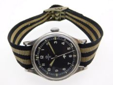 A 1950's Omega RAF military issue watch with broad