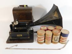 A cased Edison cylinder record player including Gl