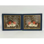 A pair of c.1900 Japanese silk embroidered picture