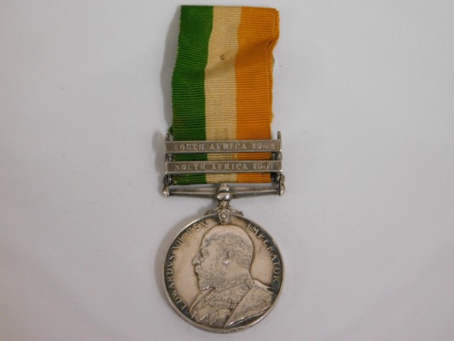 An Edward VII South Africa medal with 1901 & 1902