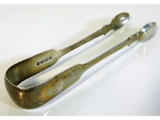 A pair of early Victorian 1843 Exeter silver tongs
