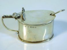 A 1914 Birmingham silver mustard with liner & spoo