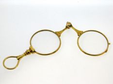 A pair of 18ct gold lorgnettes with case, London,