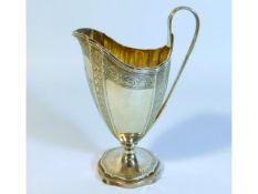 A George III London 1790 silver cream jug with gil