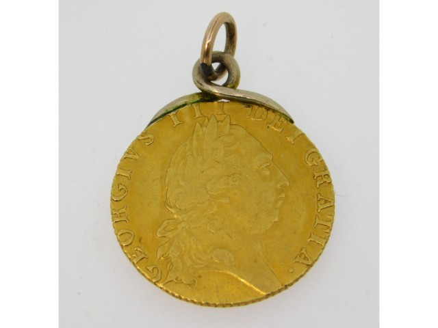 A mounted 1791 George III guinea, 9g