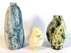 Three Carn pottery vases, including John Beusmans