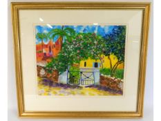 A framed watercolour painting by Marjana Wjasnova,