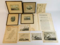 Four framed 19thC. etchings relating to the Isle O