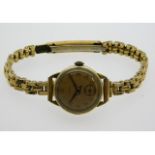 A ladies Nora 9ct gold cased wrist watch with plat