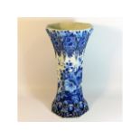 A large Delft pottery blue & white vase with octag