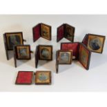 Nine Victorian cased daguerreotypes, one a/f