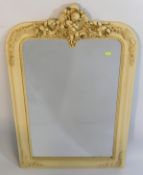 An ivory coloured decorative reproduction mirror w