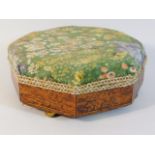 A decorative Victorian octagonal footstool, 10.5in