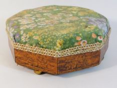 A decorative Victorian octagonal footstool, 10.5in