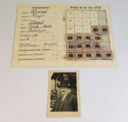 A Stahlhelm membership card belonging to German po