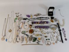 A quantity of mixed costume jewellery including an