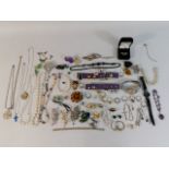 A quantity of mixed costume jewellery including an