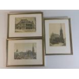 Three framed signed antique prints including one o