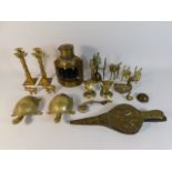 A brass ships lantern, a pair of decorative brass