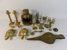 A brass ships lantern, a pair of decorative brass