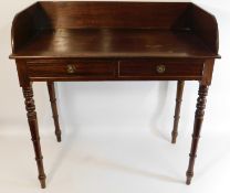 A antique mahogany desk with two drawers, 36in wid