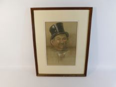 An antique framed Irish school pastel portrait of