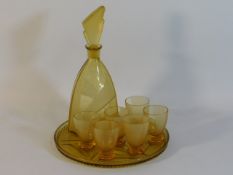 An art deco period Bohemian glass decanter & shot