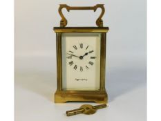 A brass Mappin & Webb carriage clock, 5.75in tall