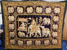 A decorative bejewelled Indian tapestry wall hangi