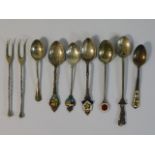 A quantity of mixed silver items including enamell