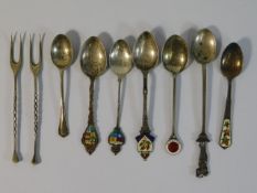 A quantity of mixed silver items including enamell