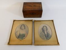 A pair of 19thC. gilt framed portrait prints, each