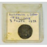 An Elizabeth I silver three pence, 1578, drilled