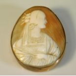 A yellow metal mounted cameo brooch, electronicall