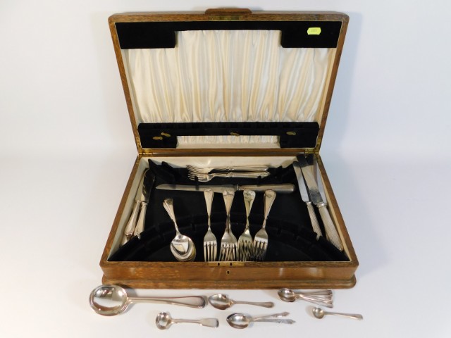 A canteen of assorted cutlery including 28 pieces stamped RAF, formally the property of Group Captai