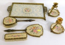 A gilded dressing table set with tray