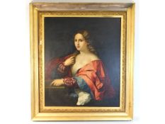 A large 19thC. Italian School gilt framed oil of w