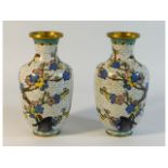 A pair of Chinese cloisonne vases with cherry blos