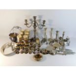 Six silver plated goblets twinned with a brass man