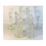 A pair of Victorian lobed decanters, 12.25in tall
