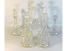 A pair of Victorian lobed decanters, 12.25in tall