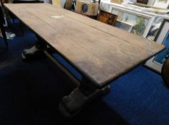 A locally made rustic oak table, 78.5in long x 28.