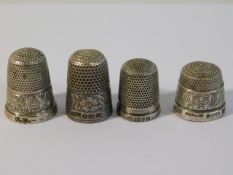 Four silver thimbles, one a/f, two by Charles Horn