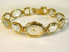A ladies Lassale gold plated wristwatch with cryst
