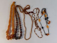 Five amber style necklaces