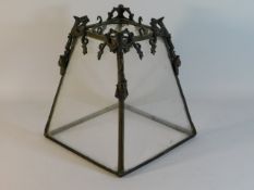 A 19thC. bronze lantern shade a/f, 12in tall x 10.