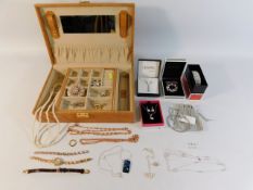 A quantity of costume jewellery including some sil