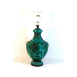 A decorative pottery lamp base, 18.5in to base of
