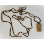 A 9ct gold necklace with approx. 19in chain & smal