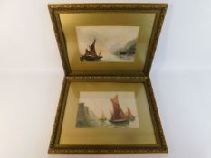 Two 1920's watercolours of sail boats by E. Astle,